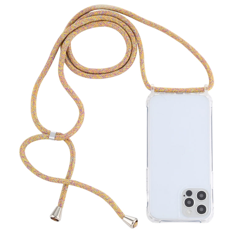 For iPhone 13 mini Transparent Acrylic Airbag Shockproof Phone Protective Case with Lanyard