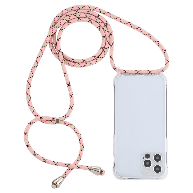 For iPhone 13 mini Transparent Acrylic Airbag Shockproof Phone Protective Case with Lanyard