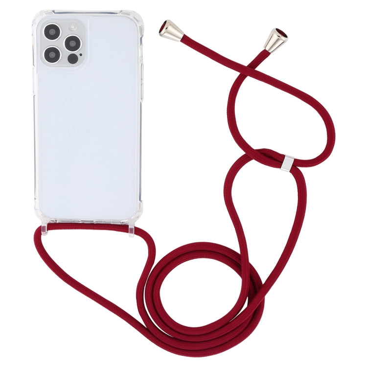 For iPhone 13 mini Transparent Acrylic Airbag Shockproof Phone Protective Case with Lanyard