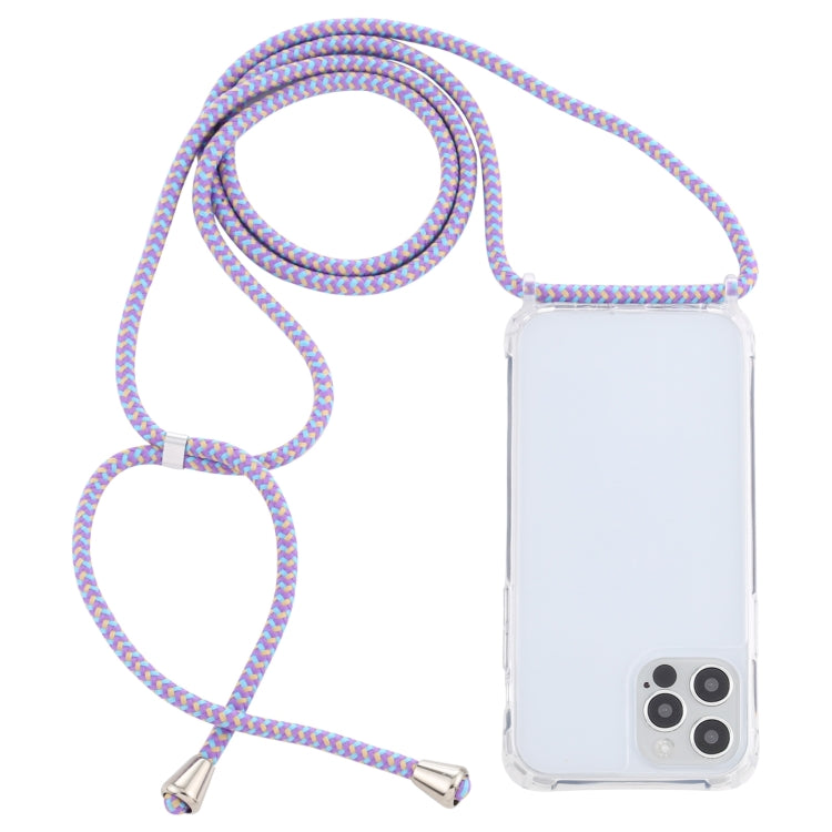 For iPhone 13 mini Transparent Acrylic Airbag Shockproof Phone Protective Case with Lanyard