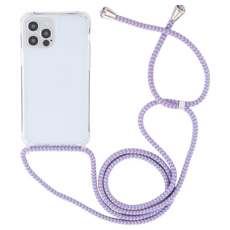 For iPhone 13 mini Transparent Acrylic Airbag Shockproof Phone Protective Case with Lanyard