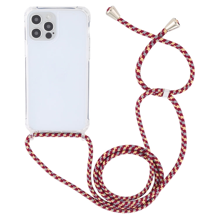 For iPhone 13 mini Transparent Acrylic Airbag Shockproof Phone Protective Case with Lanyard