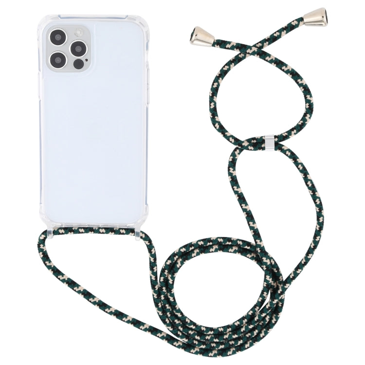 For iPhone 13 mini Transparent Acrylic Airbag Shockproof Phone Protective Case with Lanyard