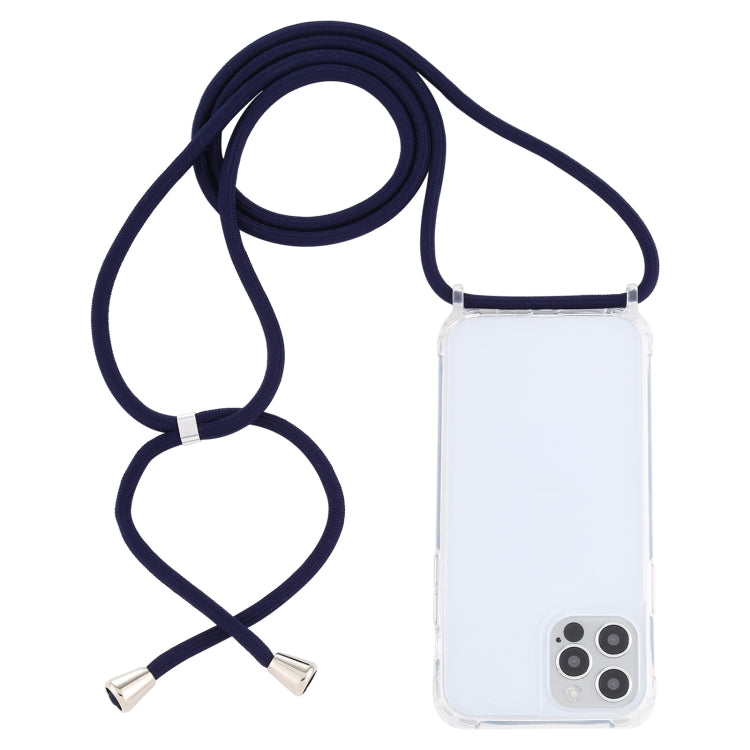 For iPhone 13 mini Transparent Acrylic Airbag Shockproof Phone Protective Case with Lanyard