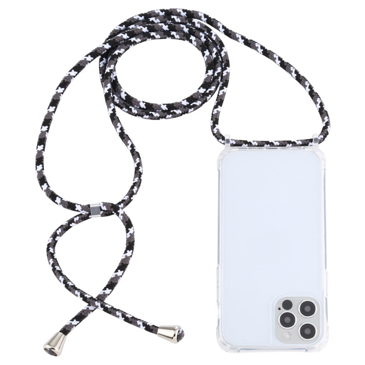 For iPhone 13 mini Transparent Acrylic Airbag Shockproof Phone Protective Case with Lanyard