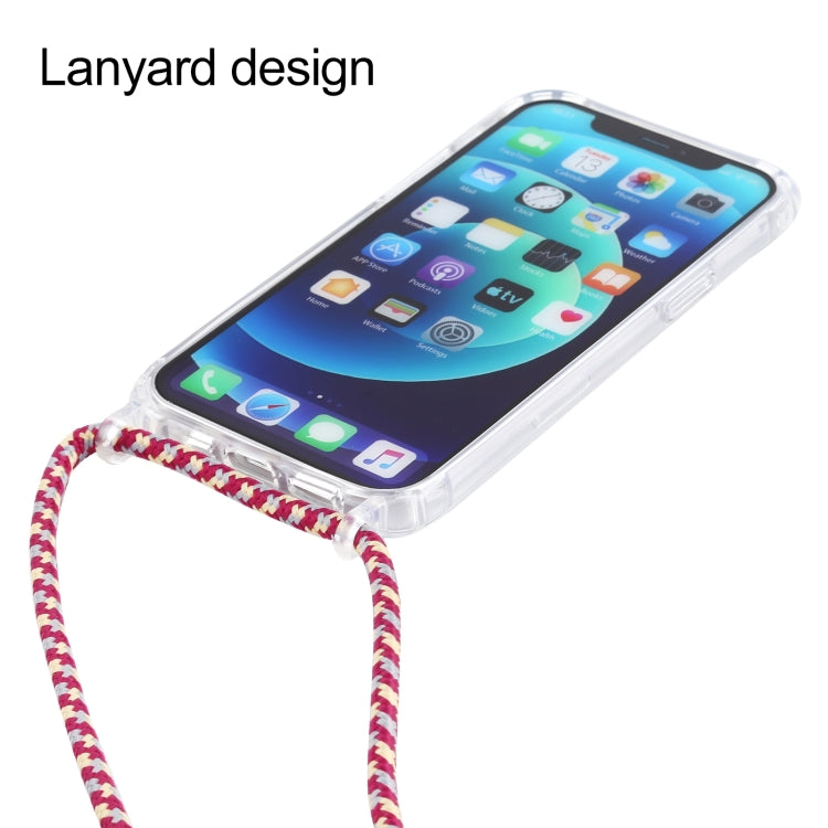 For iPhone 13 mini Transparent Acrylic Airbag Shockproof Phone Protective Case with Lanyard