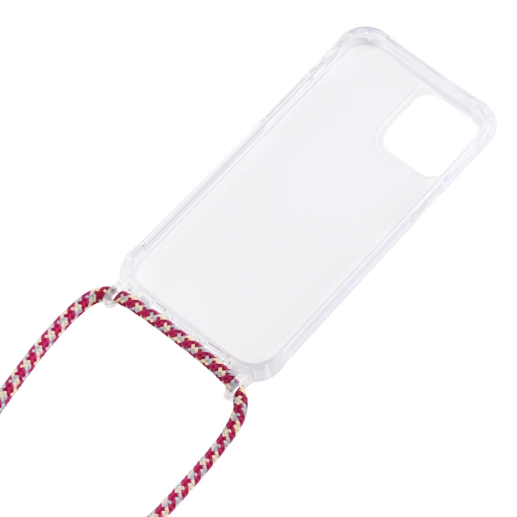 For iPhone 13 mini Transparent Acrylic Airbag Shockproof Phone Protective Case with Lanyard