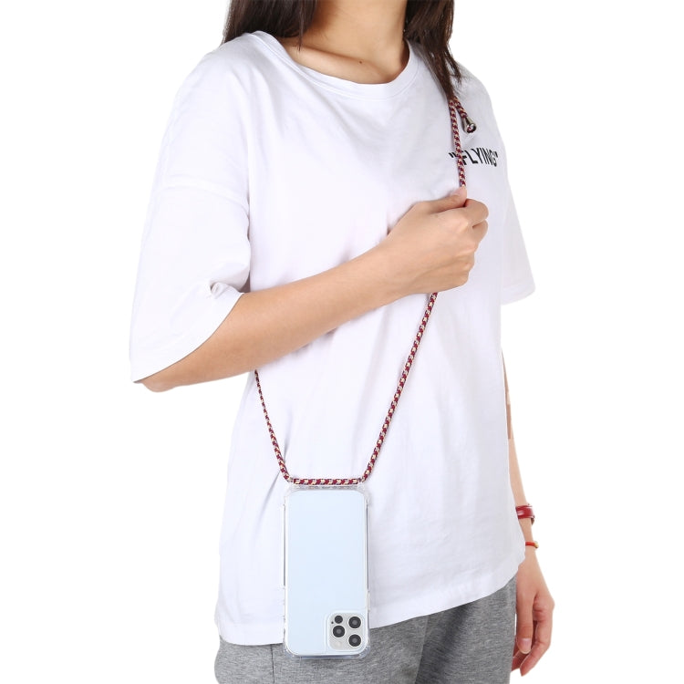 For iPhone 13 mini Transparent Acrylic Airbag Shockproof Phone Protective Case with Lanyard