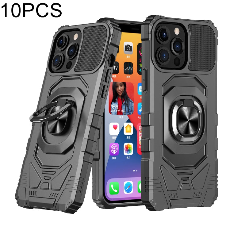 For iPhone 13 mini 10 PCS Armor Magnetic PC + TPU Shockproof Case with 360 Degree Rotation Ring Holder