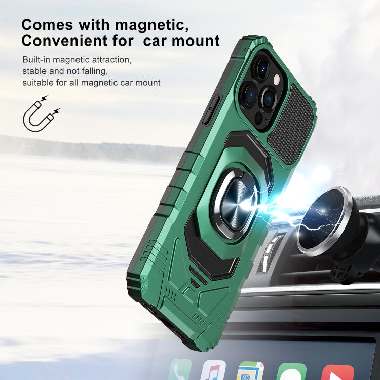 For iPhone 13 10 PCS Armor Magnetic PC + TPU Shockproof Case with 360 Degree Rotation Ring Holder
