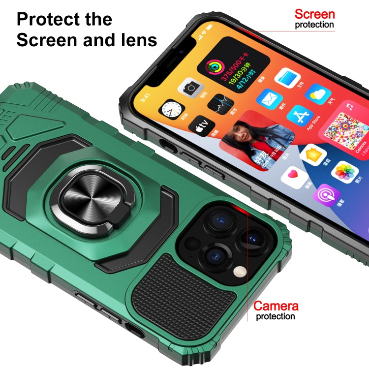 For iPhone 13 10 PCS Armor Magnetic PC + TPU Shockproof Case with 360 Degree Rotation Ring Holder