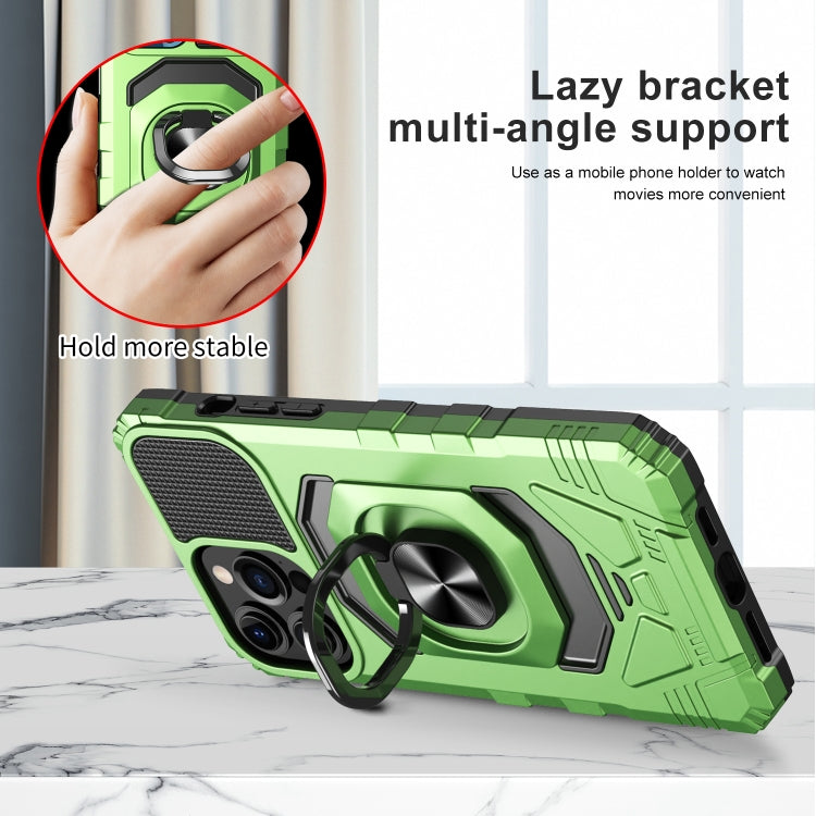 For iPhone 13 10 PCS Armor Magnetic PC + TPU Shockproof Case with 360 Degree Rotation Ring Holder