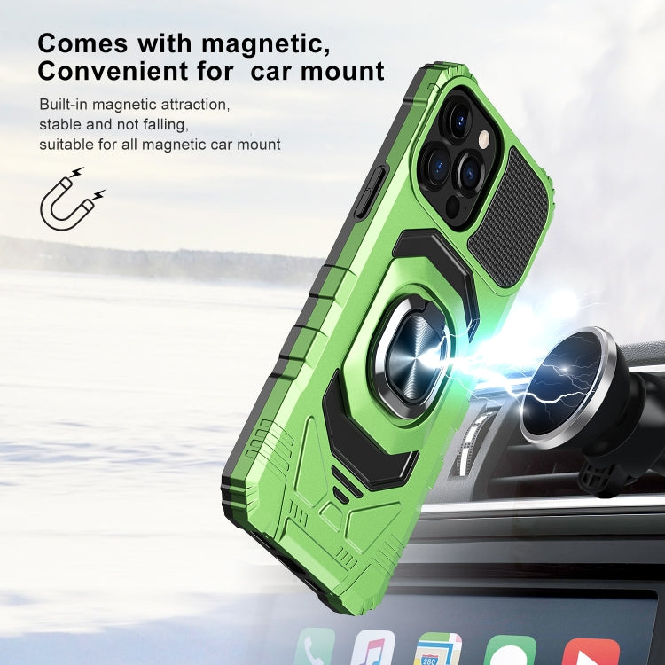 For iPhone 13 10 PCS Armor Magnetic PC + TPU Shockproof Case with 360 Degree Rotation Ring Holder