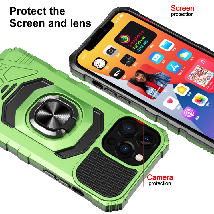 For iPhone 13 10 PCS Armor Magnetic PC + TPU Shockproof Case with 360 Degree Rotation Ring Holder
