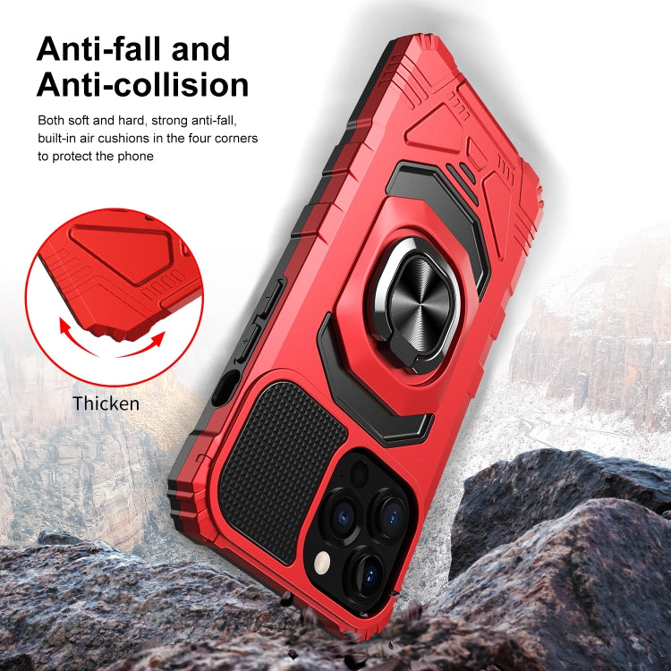 For iPhone 13 10 PCS Armor Magnetic PC + TPU Shockproof Case with 360 Degree Rotation Ring Holder