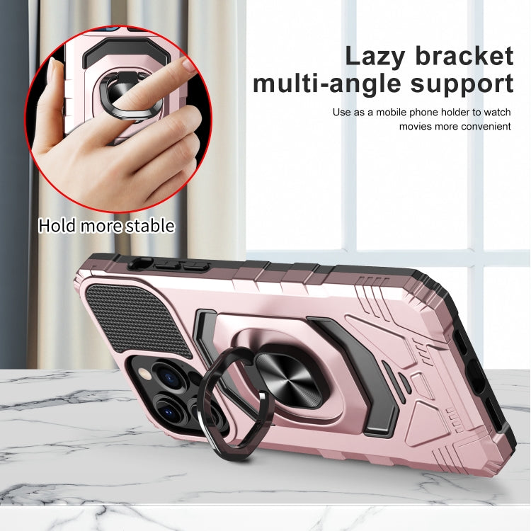 For iPhone 13 10 PCS Armor Magnetic PC + TPU Shockproof Case with 360 Degree Rotation Ring Holder