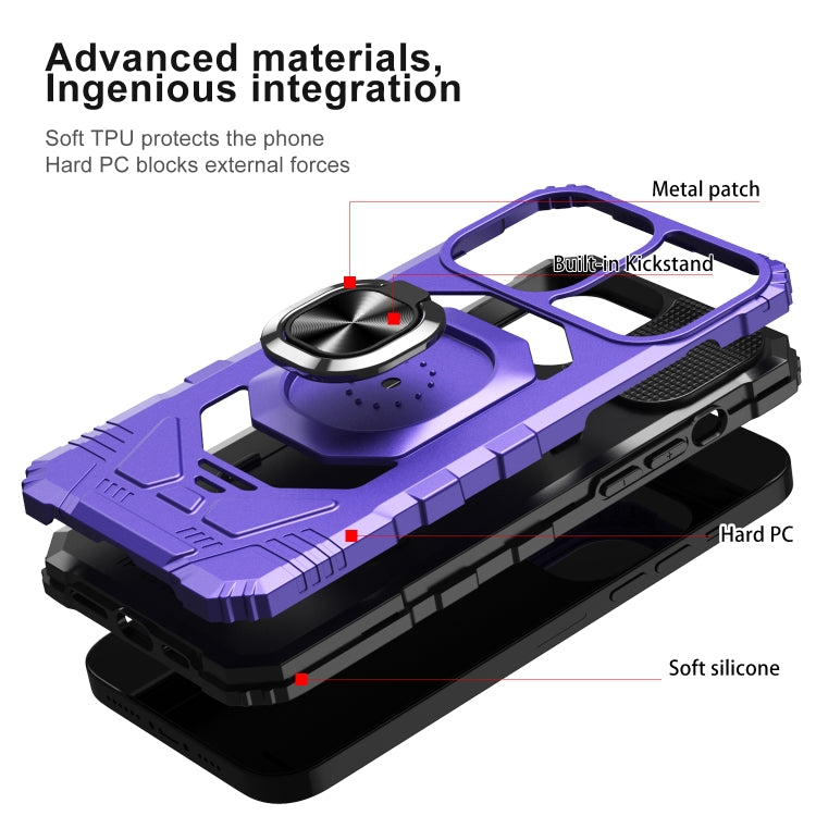 For iPhone 13 10 PCS Armor Magnetic PC + TPU Shockproof Case with 360 Degree Rotation Ring Holder