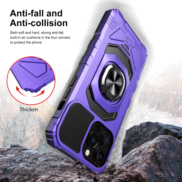 For iPhone 13 10 PCS Armor Magnetic PC + TPU Shockproof Case with 360 Degree Rotation Ring Holder