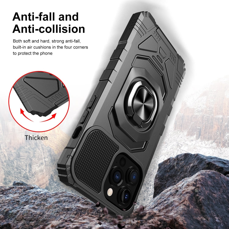 For iPhone 13 10 PCS Armor Magnetic PC + TPU Shockproof Case with 360 Degree Rotation Ring Holder