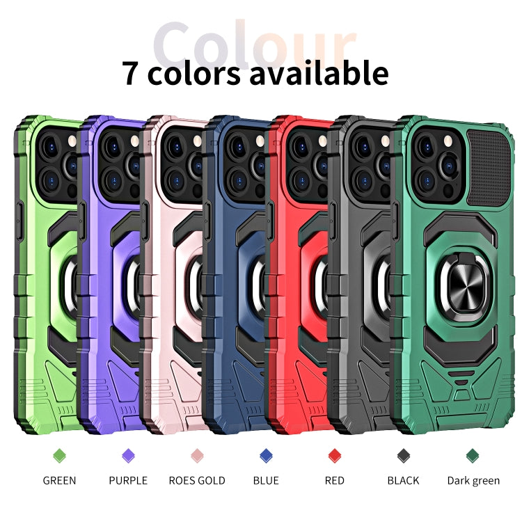 For iPhone 13 10 PCS Armor Magnetic PC + TPU Shockproof Case with 360 Degree Rotation Ring Holder