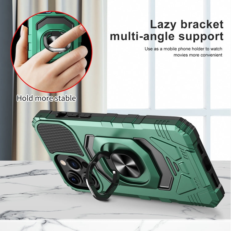 For iPhone 13 Pro 10 PCS Armor Magnetic PC + TPU Shockproof Case with 360 Degree Rotation Ring Holder