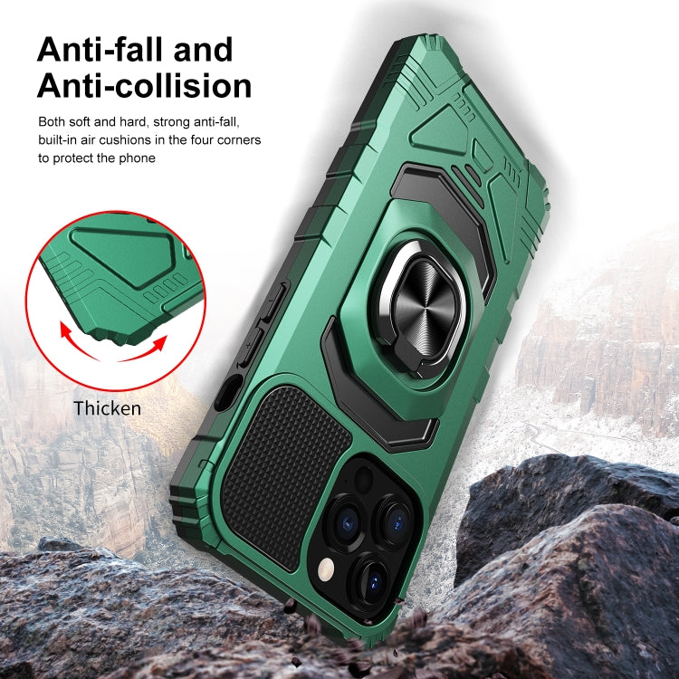 For iPhone 13 Pro 10 PCS Armor Magnetic PC + TPU Shockproof Case with 360 Degree Rotation Ring Holder
