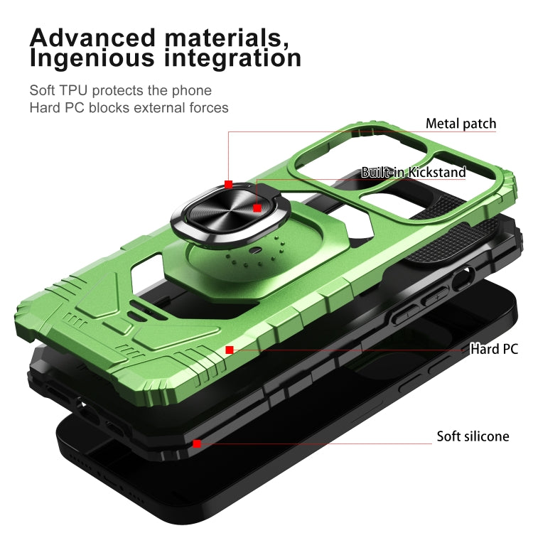 For iPhone 13 Pro 10 PCS Armor Magnetic PC + TPU Shockproof Case with 360 Degree Rotation Ring Holder