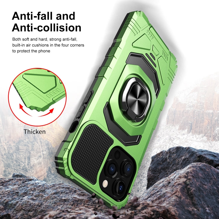 For iPhone 13 Pro 10 PCS Armor Magnetic PC + TPU Shockproof Case with 360 Degree Rotation Ring Holder