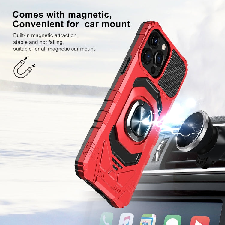 For iPhone 13 Pro 10 PCS Armor Magnetic PC + TPU Shockproof Case with 360 Degree Rotation Ring Holder