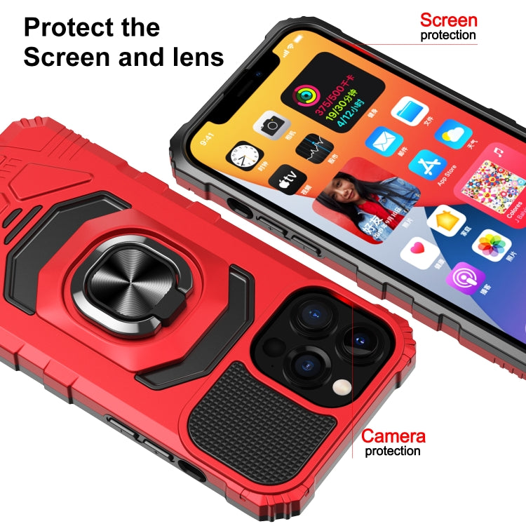 For iPhone 13 Pro 10 PCS Armor Magnetic PC + TPU Shockproof Case with 360 Degree Rotation Ring Holder