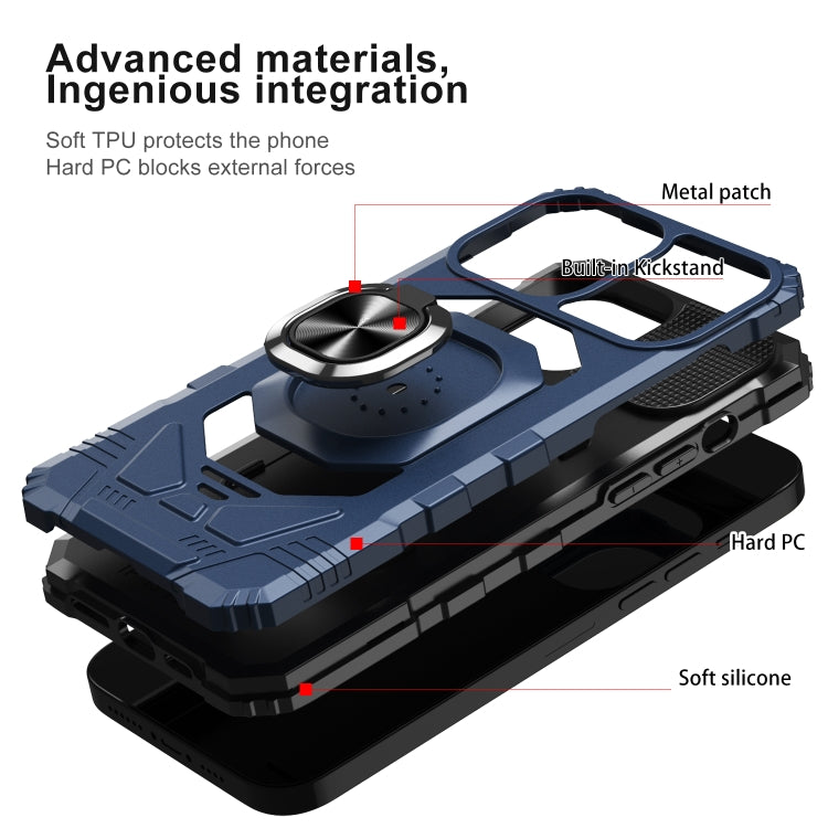 For iPhone 13 Pro 10 PCS Armor Magnetic PC + TPU Shockproof Case with 360 Degree Rotation Ring Holder
