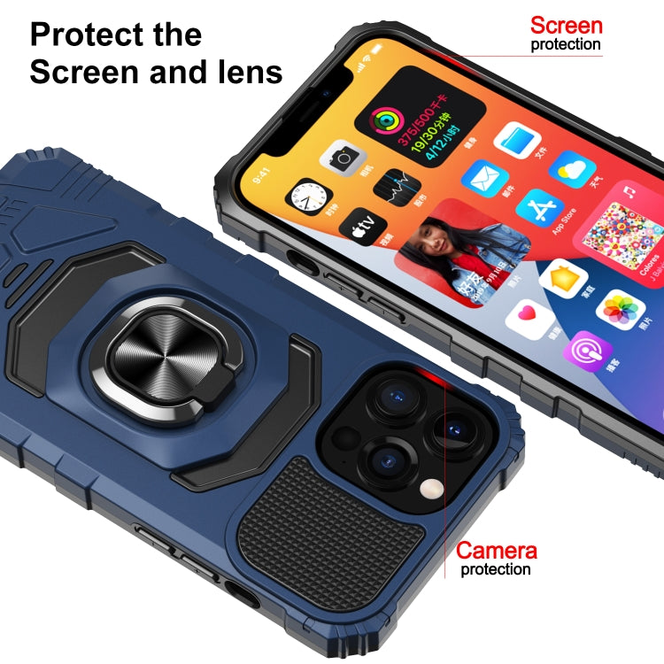 For iPhone 13 Pro 10 PCS Armor Magnetic PC + TPU Shockproof Case with 360 Degree Rotation Ring Holder
