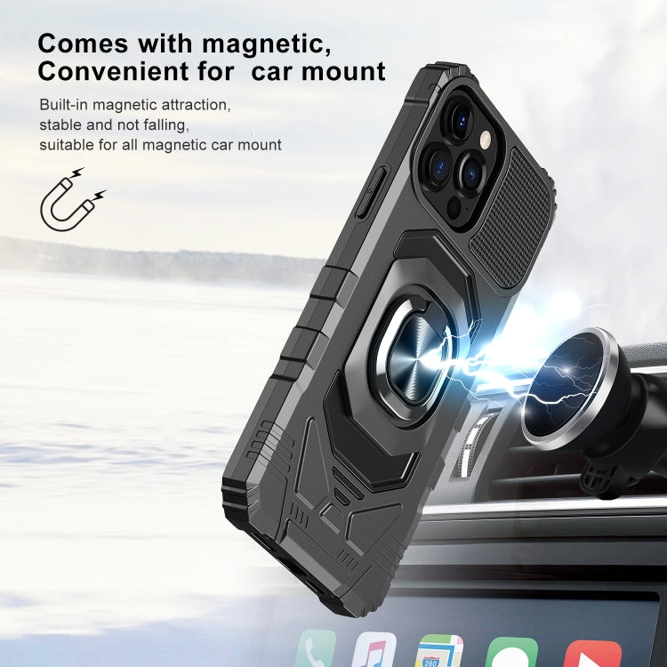 For iPhone 13 Pro 10 PCS Armor Magnetic PC + TPU Shockproof Case with 360 Degree Rotation Ring Holder