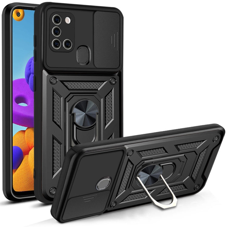 For Samsung Galaxy A21s Sliding Camera Cover Design TPU+PC Protective Case
