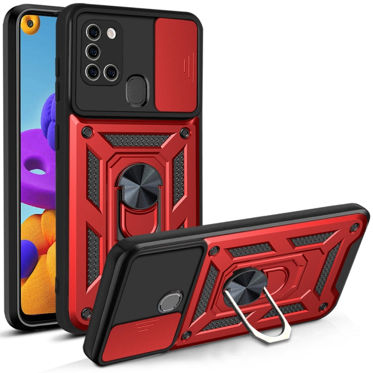 For Samsung Galaxy A21s Sliding Camera Cover Design TPU+PC Protective Case
