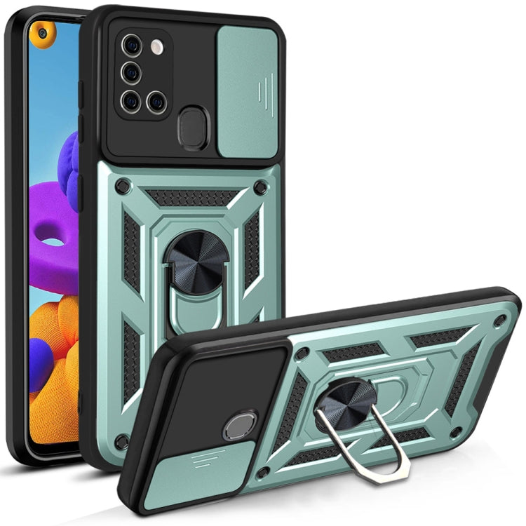 For Samsung Galaxy A21s Sliding Camera Cover Design TPU+PC Protective Case