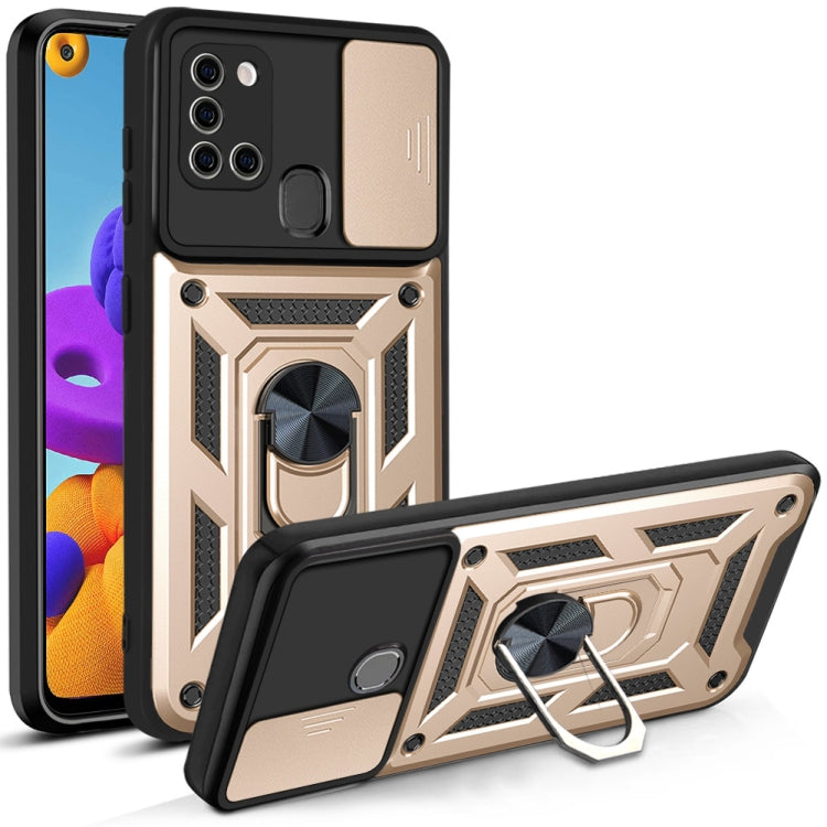 For Samsung Galaxy A21s Sliding Camera Cover Design TPU+PC Protective Case