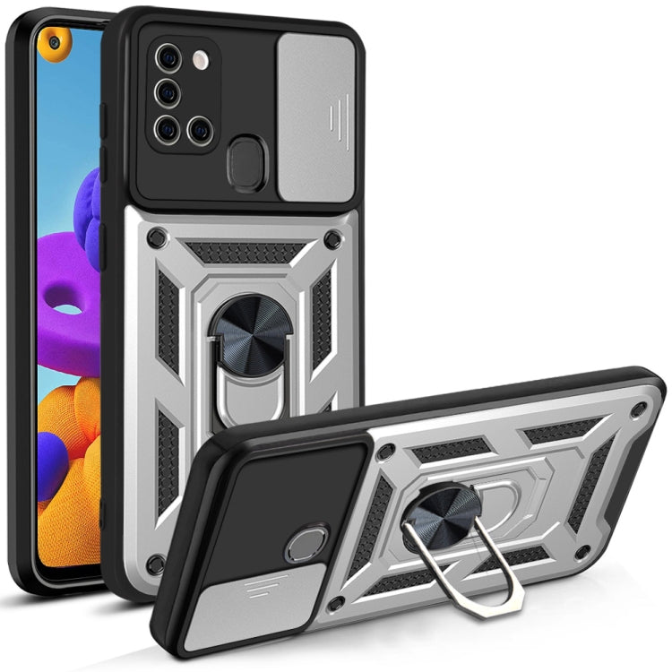 For Samsung Galaxy A21s Sliding Camera Cover Design TPU+PC Protective Case