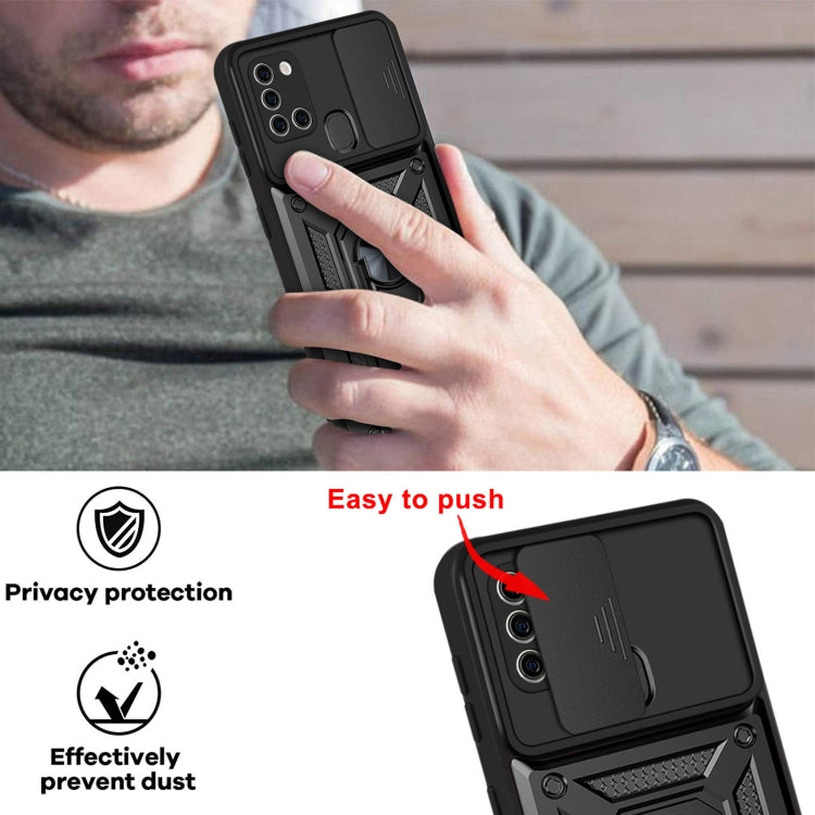 For Samsung Galaxy A21s Sliding Camera Cover Design TPU+PC Protective Case