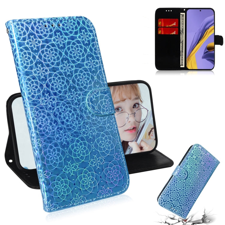 For Galaxy A51 Solid Color Colorful Magnetic Buckle Horizontal Flip PU Leather Case with Holder & Card Slots & Wallet & Lanyard