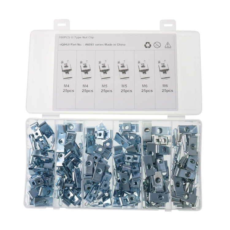 A6093 150 PCS Car M4/M5/M6 Fastener Clips Base U-shaped Clip Nut