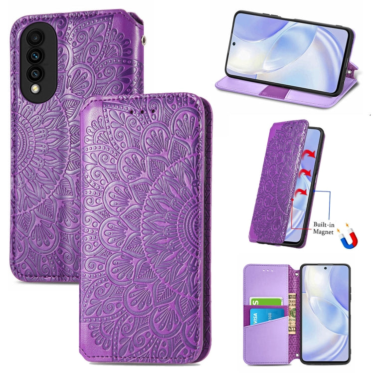 For Huawei nova 8 SE Youth Blooming Mandala Embossed Pattern Magnetic Horizontal Flip Leather Case with Holder & Card Slots & Wallet
