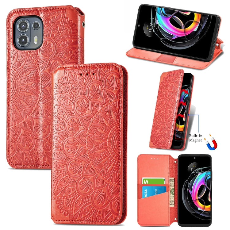 For Motorola Edge 20 Lite Blooming Mandala Embossed Pattern Magnetic Horizontal Flip Leather Case with Holder & Card Slots & Wallet