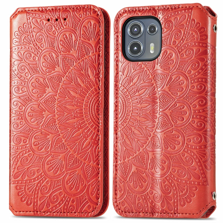 For Motorola Edge 20 Lite Blooming Mandala Embossed Pattern Magnetic Horizontal Flip Leather Case with Holder & Card Slots & Wallet