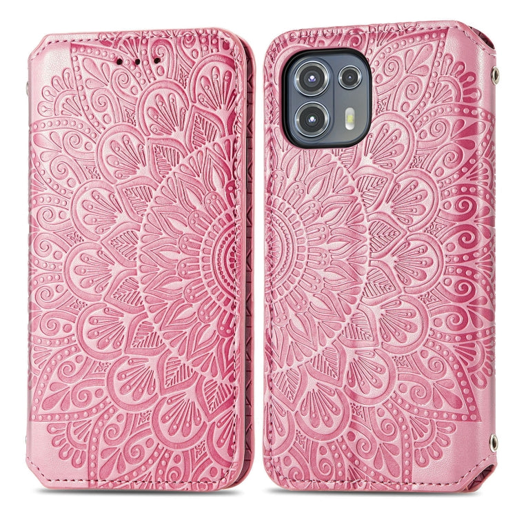 For Motorola Edge 20 Lite Blooming Mandala Embossed Pattern Magnetic Horizontal Flip Leather Case with Holder & Card Slots & Wallet
