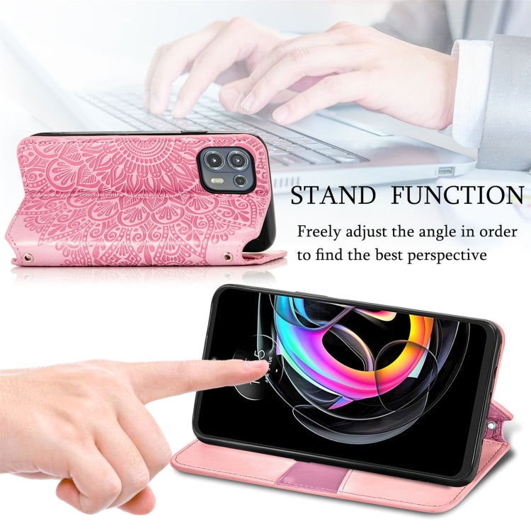 For Motorola Edge 20 Lite Blooming Mandala Embossed Pattern Magnetic Horizontal Flip Leather Case with Holder & Card Slots & Wallet