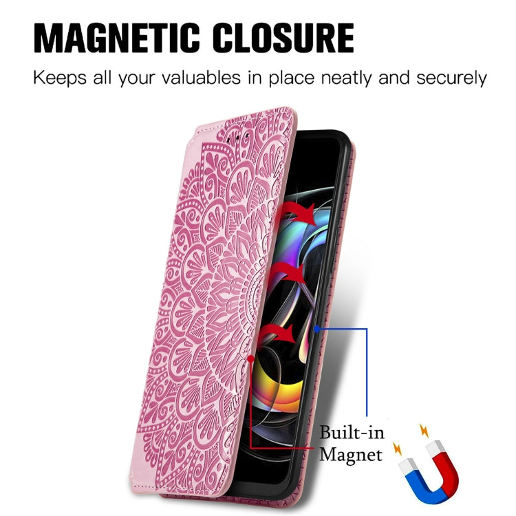 For Motorola Edge 20 Lite Blooming Mandala Embossed Pattern Magnetic Horizontal Flip Leather Case with Holder & Card Slots & Wallet