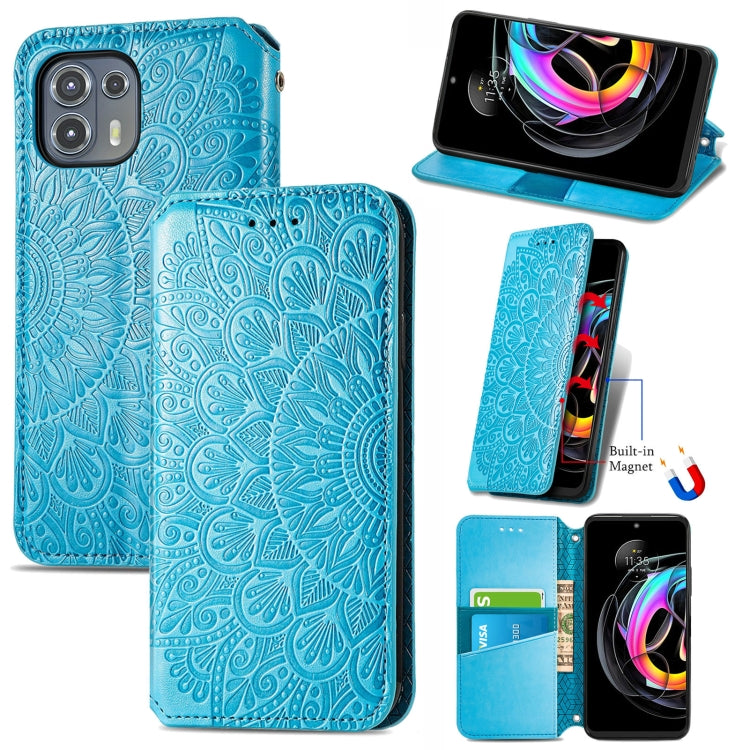 For Motorola Edge 20 Lite Blooming Mandala Embossed Pattern Magnetic Horizontal Flip Leather Case with Holder & Card Slots & Wallet
