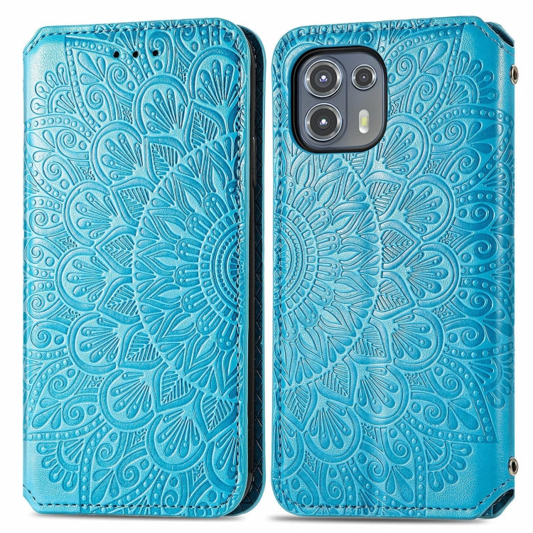 For Motorola Edge 20 Lite Blooming Mandala Embossed Pattern Magnetic Horizontal Flip Leather Case with Holder & Card Slots & Wallet