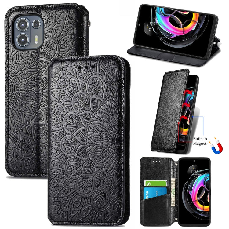 For Motorola Edge 20 Lite Blooming Mandala Embossed Pattern Magnetic Horizontal Flip Leather Case with Holder & Card Slots & Wallet